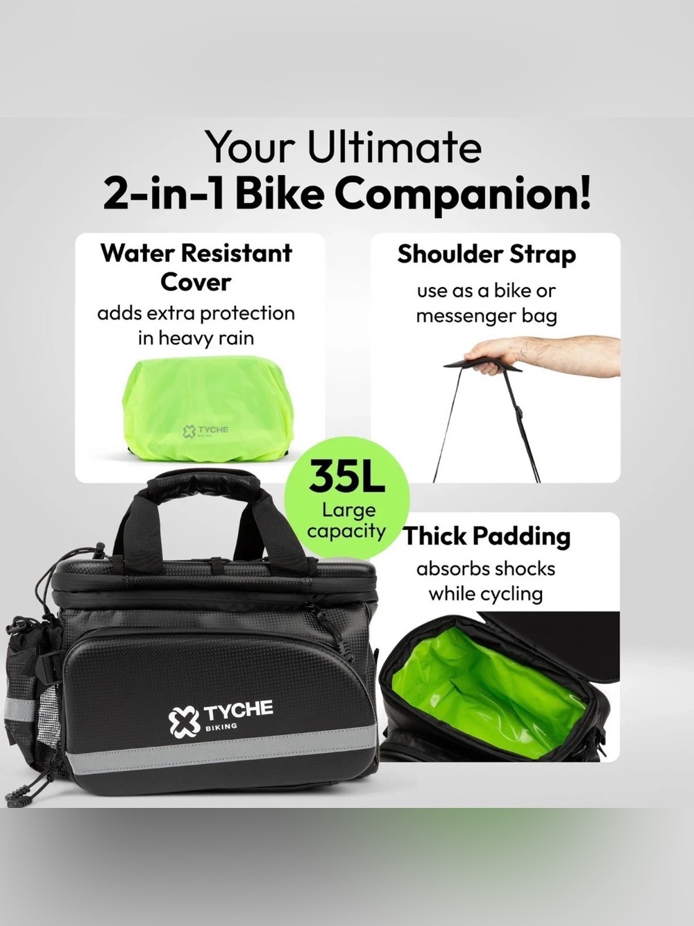 TYCHE Bike Bag Bicycle Rear Rack 35L Waterproof Hard Shell Insulated Cooler - Picture 2 of 7